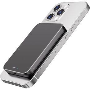 10000mAh Power Bank – Industry’s Only Titanium Design, Ultra-Slim 0.55", MagSafe Compatible, 20W PD Fast Charging, Magnetic Wireless & USB-C Charger, for iPhone 12–16