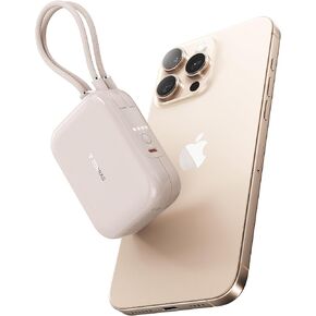 TORRAS Power Bank, 10000mah 45W Fast Charging Built in 2 USB C Cable [Pocket Size, Power Max] Mini Portable Charger Small Battery Pack Travel Essential for iPhone 16 15 Pro/Pro Max Samsung S25 24 etc