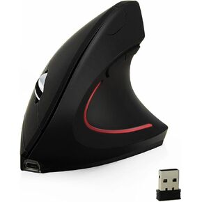 Fly Way Wireless Bluetooth Mouse Vertical Mouse ، مريح 800/1200/1600DPI الفئران الخلفية الملونة مع جهاز استقبال BT CSR 4.0 ، 6 أزرار ، لجهاز الكمبيوتر المحمول كمبيوتر Macbook (أسود)
