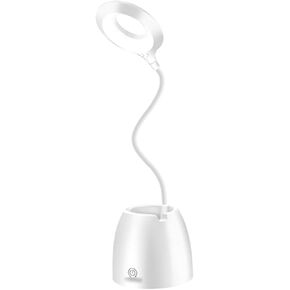 Night Light lamp Table Lamp Eye Protection Reading Lamp LED Office Flexo Desk Lamp with Pen Holder USB Rechargeable Touch Dimming Light (Color :) (White)