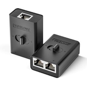 VCELINK 2 Port RJ45 Network Switch, Ethernet Splitter 2-in 1-Out or 1-in 2-Out, Power-Free Passive Ethernet Selector 1000Mbps Cat6/ Cat5e/ Cat5, PoE, Slide Switch, RJ11, RJ12, 2 Pack