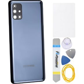 Black Back Panel Cover Replacement for Samsung Galaxy M51 with Pre-Cut Adhesive Rear Camera's Frame and Glass Cover and Installation Tool Kit