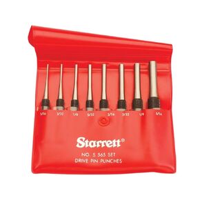 مجموعة Starrett Drive Pin Punch مع قبضة مخرشة وحقيبة واقية من الفينيل - طول 4 بوصات، 1/16 بوصة، 3/32 بوصة، 1/8 بوصة، 5/32 بوصة، 3/16 بوصة، 7/32 بوصة، 1/4 بوصة "، 5/16" قطر الثقب - S565PC