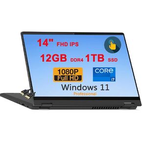 Lenovo IdeaPad Flex 5 14 2-in-1 Laptop | 14" FHD IPS Glossy Multi-Touch | 11th Gen 4-core i7-1165G7 | 12GB DDR4 512GB SSD | Fingerprint Backlit HDMI USB-C Win11Pro Graphite Grey + HDMI Cable in Saudi Arabia