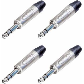 (4 Pack) NEUTRIK NP3X 1/4" TRS Stereo Male Cable Mount Plug - Nickel Shell
