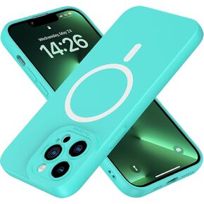 MYY Magnetic for iPhone 14 Case,Silicone Shockproof Phone Case[MagSafe-Compatible] Soft Anti-Scratch Microfiber Lining Full Camera Lens Protection Cover 6.1'' (Coral)