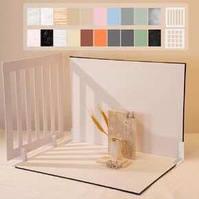 Photography Backdrop Product Photo Background: Small Product Photoshoot Props kit for Food Jewelry Mini Items Picture. (16x11.5inch Board Plus)