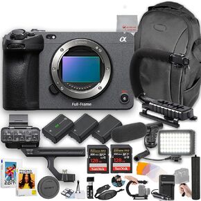 Sony FX3 كاميرا سينما كاملة الإطار | 10.2mp | ذاكرة 256 جيجابايت + ميكروفون + مصباح LED Light + بطاريات احتياطية + U-Grip + Hand Grip + More (Pro Bundle)