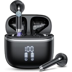 Wireless Earbuds, Bluetooth 5.4 Headphones HiFi Stereo, Ear Buds with ENC Noise Cancelling Mic, 48H Playtime Bluetooth Earbuds with LED Display, IP7 Waterproof Headphones Wireless for Sports, Work