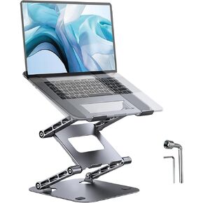 Adjustable Laptop Stand, Portable Laptop Riser, Stable Metal Holder for Desk Foldable, Ergonomic Computer Notebook Stand Holder for MacBook Air Pro, Dell XPS, HP (10-17.3'') - Grey