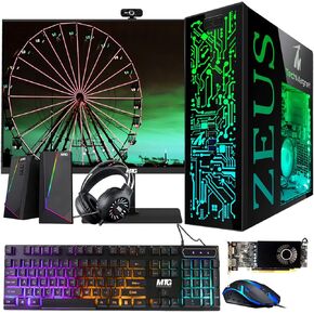TechMagnet Gaming Desktop PC, Intel i5 6th Gen, Zeus Pro 6, RX 550, 16GB RAM, 256GB SSD + 1TB HDD 22 Inch Monitor, RGB Keyboard Mouse, Speaker, Headphone, Webcam, Windows 11 Pro (Renewed)