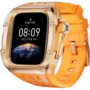 Luxury Case for Apple Watch Ultra 2&1 49mm, Durable Case with 316L Stainless Steel and Fluoroelastomer Band, Heavy Duty iWatch Ultra 49mm Cover for Men