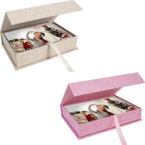 Photo Storage Box 4x6, Linen Photo Box, Memory Box Perfect to Store Your Photo, Pictures, Certificates, Scrapbooking Supplies, Keepsakes and Jewelry