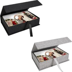 Photo Storage Box 4x6, Linen Photo Box, Memory Box Perfect to Store Your Photo, Pictures, Certificates, Scrapbooking Supplies, Keepsakes and Jewelry
