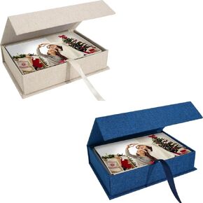 Photo Storage Box 4x6, Linen Photo Box, Memory Box Perfect to Store Your Photo, Pictures, Certificates, Scrapbooking Supplies, Keepsakes and Jewelry