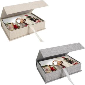 Photo Storage Box 4x6, Linen Photo Box, Memory Box Perfect to Store Your Photo, Pictures, Certificates, Scrapbooking Supplies, Keepsakes and Jewelry