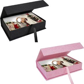 Photo Storage Box 4x6, Linen Photo Box, Memory Box Perfect to Store Your Photo, Pictures, Certificates, Scrapbooking Supplies, Keepsakes and Jewelry