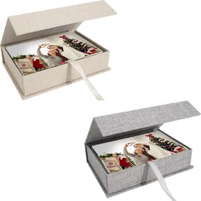 Photo Storage Box 4x6, Linen Photo Box, Memory Box Perfect to Store Your Photo, Pictures, Certificates, Scrapbooking Supplies, Keepsakes and Jewelry