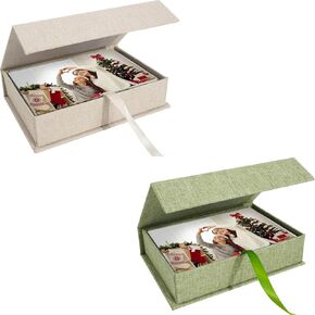 Photo Storage Box 4x6, Linen Photo Box, Memory Box Perfect to Store Your Photo, Pictures, Certificates, Scrapbooking Supplies, Keepsakes and Jewelry
