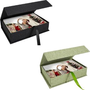 Photo Storage Box 4x6, Linen Photo Box, Memory Box Perfect to Store Your Photo, Pictures, Certificates, Scrapbooking Supplies, Keepsakes and Jewelry