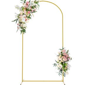 7.2 FT Wedding Arch Backdrop Stand, Square Arch Gold Metal Arch Backdrop Stand for Wedding Ceremony Birthday Party Bridal Baby Shower Photo Booth Garden Floral Balloon Arch Decoration