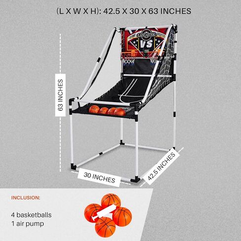 Lancaster 2 Player Junior Indoor Arcade Basketball Dual Hoop Shooting Rec Room Game Set with 4 Basketballs, Air Pump, and LED Scoreboard in Saudi Arabia