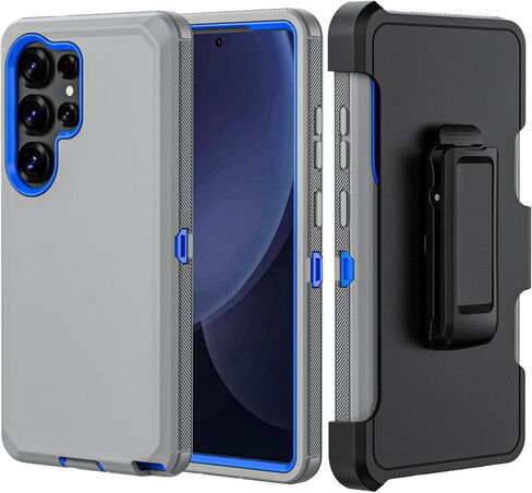 حالة الهاتف لـ Samsung Galaxy S25 Ultra Case ، غلاف حالة حامي الدروع الثقيلة الصلبة مع حزام حزام Clip لـ Samsung S25 Ultra Phone Case (Black+Orange) in Kuwait
