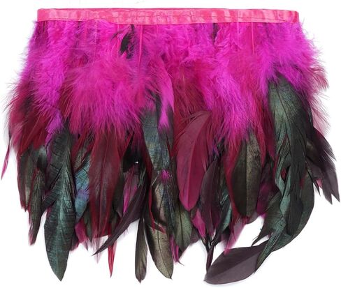 Shekyeon 2yards Rooster Feather Fringe Trim for Costume Decoration (Turquoise) in Saudi Arabia