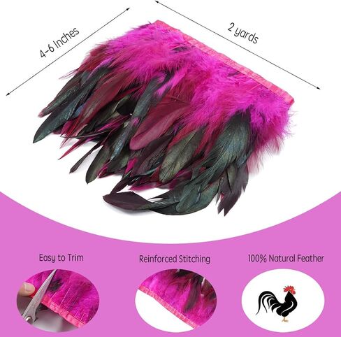 Shekyeon 2yards Rooster Feather Fringe Trim for Costume Decoration (Turquoise) in Saudi Arabia