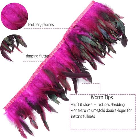 Shekyeon 2yards Rooster Feather Fringe Trim for Costume Decoration (Turquoise) in Saudi Arabia