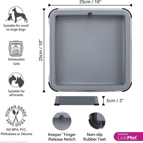 LICKIMAT Indoor Keeper Dog Feeding Station - Slow Feeder Lick Mat Keeper for Dogs Food, Treats, Yoghurt & Peanut Butter - Extend Licky Mats for Dogs into Full Feeder, Grey. in Kuwait