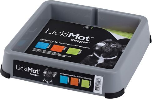 LICKIMAT Indoor Keeper Dog Feeding Station - Slow Feeder Lick Mat Keeper for Dogs Food, Treats, Yoghurt & Peanut Butter - Extend Licky Mats for Dogs into Full Feeder, Grey. in Kuwait