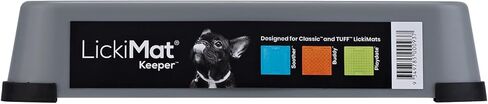 LICKIMAT Indoor Keeper Dog Feeding Station - Slow Feeder Lick Mat Keeper for Dogs Food, Treats, Yoghurt & Peanut Butter - Extend Licky Mats for Dogs into Full Feeder, Grey. in Kuwait