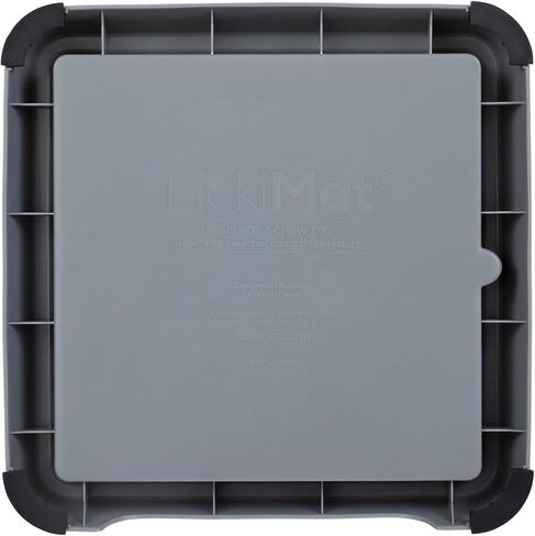 LICKIMAT Indoor Keeper Dog Feeding Station - Slow Feeder Lick Mat Keeper for Dogs Food, Treats, Yoghurt & Peanut Butter - Extend Licky Mats for Dogs into Full Feeder, Grey. in Kuwait