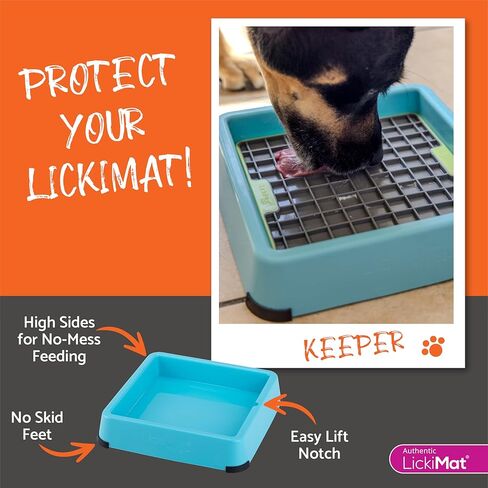 LICKIMAT Indoor Keeper Dog Feeding Station - Slow Feeder Lick Mat Keeper for Dogs Food, Treats, Yoghurt & Peanut Butter - Extend Licky Mats for Dogs into Full Feeder, Grey. in Kuwait
