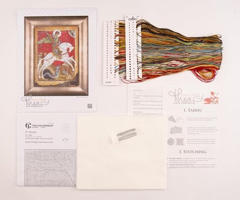 طقم خياطة متقاطعة بنمط سانت جورج والتنين في ايدا من ثيا غوفيرنر - 22.2 سم × 34.2 سم، 18 قطعة in Kuwait