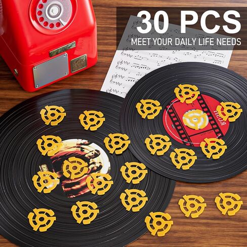 FACMOGU 30 Pack 45 RPM محول سجل ، 7 بوصات محول سجل فينيل في إدراجات 7 "سجل فينيل 45 محول للمشغل ، ومسطح بلاستيكي متين 45 دورة في الدقيقة يناسب أقراص دوارة قياسية in Saudi Arabia