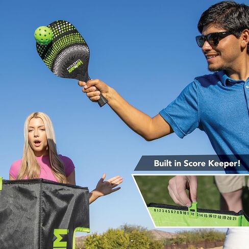Kan Jam Pickleball - العب Pickleball Anywhere - لعبة كرة المخلل القائمة على الفريق - تتضمن 4 مجاديف كرة مخلل و4 كرات مخلل، أسود/أخضر in Saudi Arabia