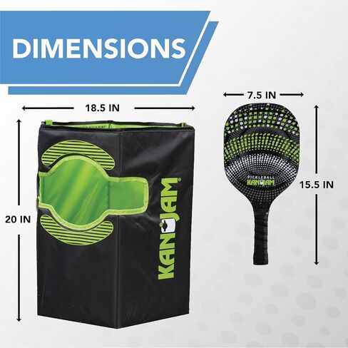 Kan Jam Pickleball - العب Pickleball Anywhere - لعبة كرة المخلل القائمة على الفريق - تتضمن 4 مجاديف كرة مخلل و4 كرات مخلل، أسود/أخضر in Saudi Arabia