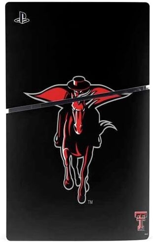 Skinit Decal Gaming Skin Compatible with PS5 Slim Disk Bundle - Officially Licensed Texas Tech University Red Raiders Logo Design in Saudi Arabia