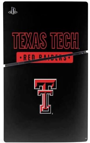 Skinit Decal Gaming Skin Compatible with PS5 Slim Disk Bundle - Officially Licensed Texas Tech University Red Raiders Logo Design in Saudi Arabia