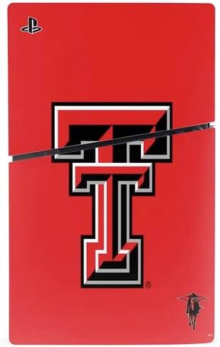 Skinit Decal Gaming Skin Compatible with PS5 Slim Disk Bundle - Officially Licensed Texas Tech University Red Raiders Logo Design in Saudi Arabia