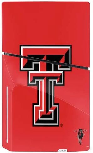 Skinit Decal Gaming Skin Compatible with PS5 Slim Disk Bundle - Officially Licensed Texas Tech University Red Raiders Logo Design in Saudi Arabia