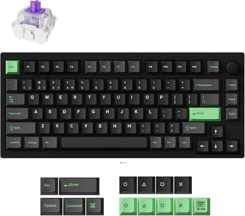 P1 HE 75% Wireless Custom Mechanical Gaming Keyboard with Gateron Double-Rail Magnetic Switches Full Assembled Knob Version - Black in Saudi Arabia