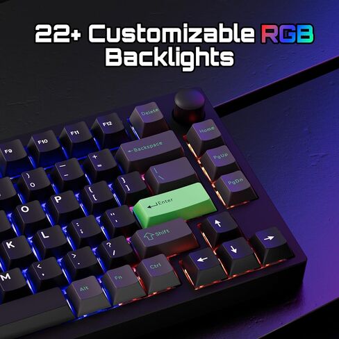 P1 HE 75% Wireless Custom Mechanical Gaming Keyboard with Gateron Double-Rail Magnetic Switches Full Assembled Knob Version - Black in Saudi Arabia