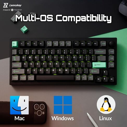 P1 HE 75% Wireless Custom Mechanical Gaming Keyboard with Gateron Double-Rail Magnetic Switches Full Assembled Knob Version - Black in Saudi Arabia