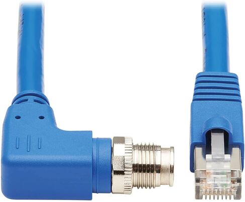 Tripp Lite M12 X-Code Cat6a Shielded Ethernet Cable, M12/RJ45 Cable, 10G F/UTP CMR-LP (M/M), IP68, 60W Power Over Ethernet, Blue, 6.6 Feet / 2M, Lifetime Manufacturer's Warranty (NM12-6A2-02M-BL) in Kuwait