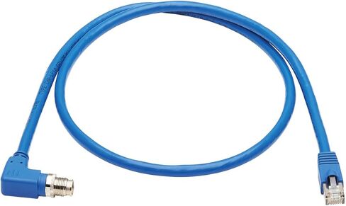 Tripp Lite M12 X-Code Cat6a Shielded Ethernet Cable, M12/RJ45 Cable, 10G F/UTP CMR-LP (M/M), IP68, 60W Power Over Ethernet, Blue, 6.6 Feet / 2M, Lifetime Manufacturer's Warranty (NM12-6A2-02M-BL) in Kuwait
