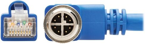 Tripp Lite M12 X-Code Cat6a Shielded Ethernet Cable, M12/RJ45 Cable, 10G F/UTP CMR-LP (M/M), IP68, 60W Power Over Ethernet, Blue, 6.6 Feet / 2M, Lifetime Manufacturer's Warranty (NM12-6A2-02M-BL) in Kuwait