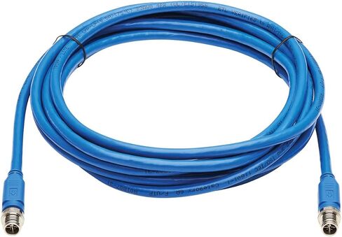 Tripp Lite M12 X-Code Cat6a Shielded Ethernet Cable, M12/RJ45 Cable, 10G F/UTP CMR-LP (M/M), IP68, 60W Power Over Ethernet, Blue, 6.6 Feet / 2M, Lifetime Manufacturer's Warranty (NM12-6A2-02M-BL) in Kuwait